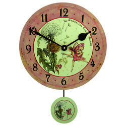 Lascelles Fairie Pendulum Wall Clock, Pink, Dia.28.5cm